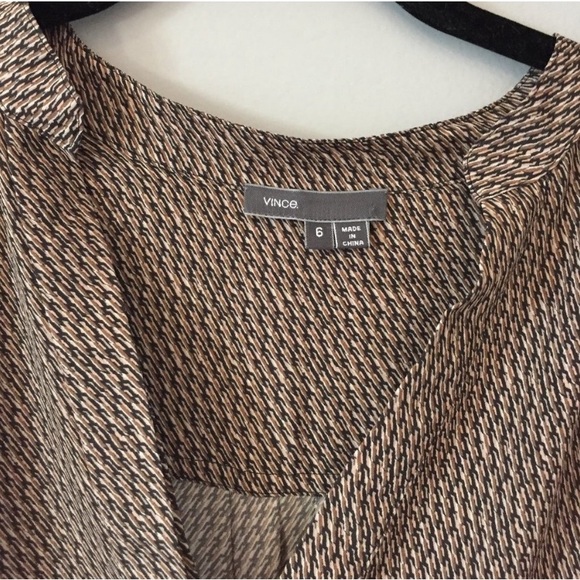 Vince Diagonal Print Silk Placket Blouse - Picture 3 of 6